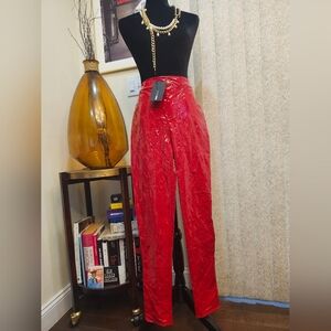 💕 NWT Fashion Nova Glossy Red "Liquid Latex" Pants- XL